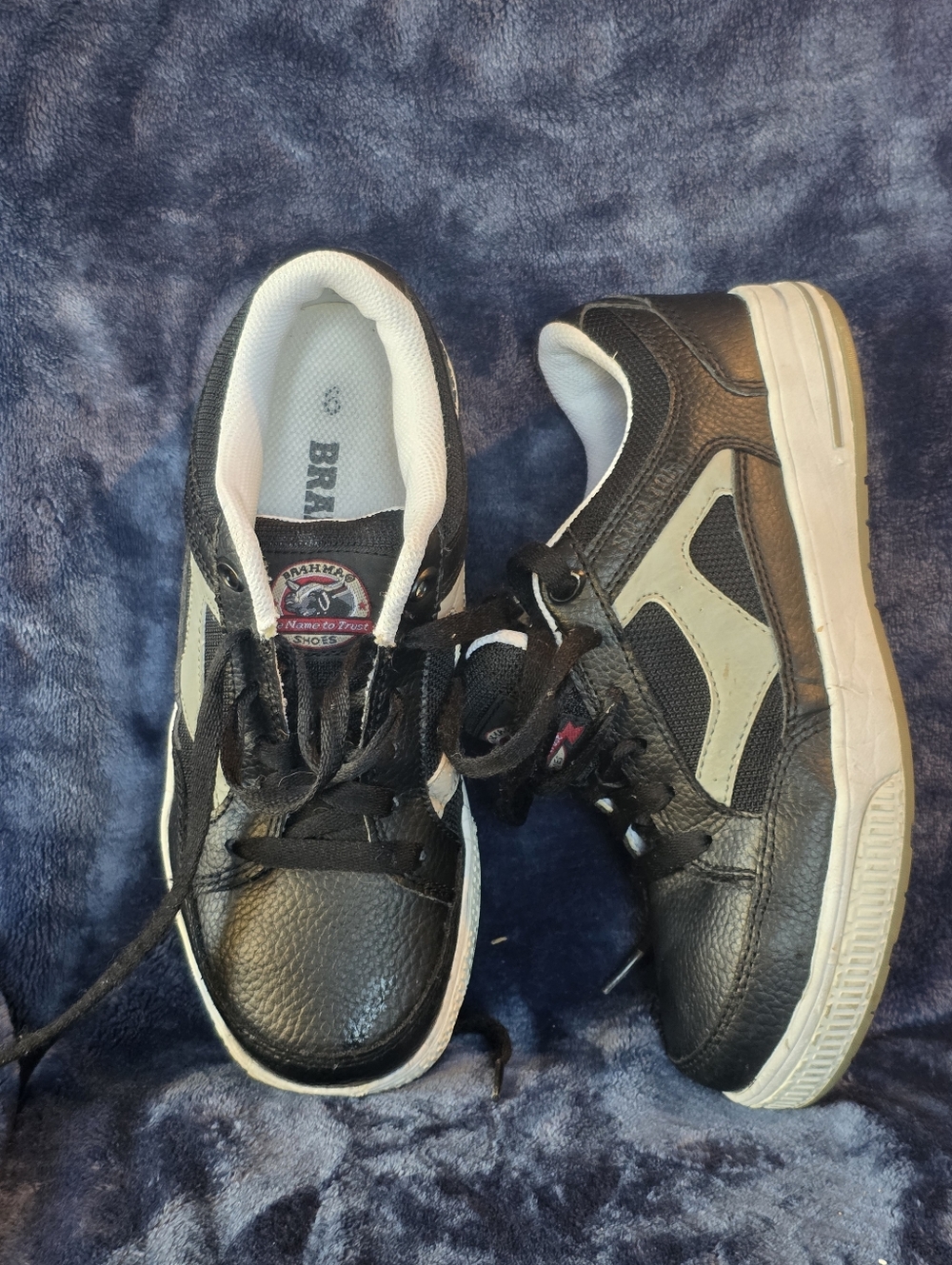 Men's Black and Cream Athletic Sneakers Brahma Men's Steel Toe Work Shoes Black